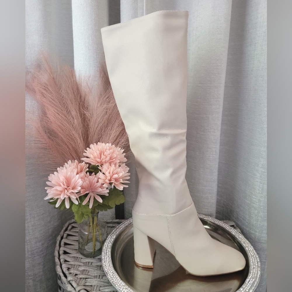 White Knee High Block Heel | Ivory Boots | Sold Out in stores ✨️